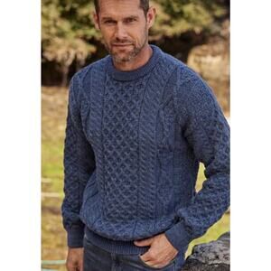 The Irish Store Sweater Men's Fisherman Lightweight Crew Neck Heritage Sweater M